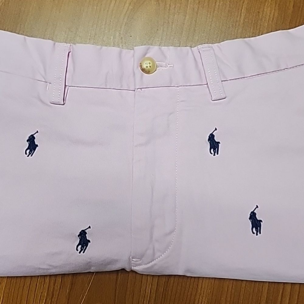 Unisex Polo Ralph Lauren Pony Embroidered Shorts Size 29 Pink/Navy 6" Length